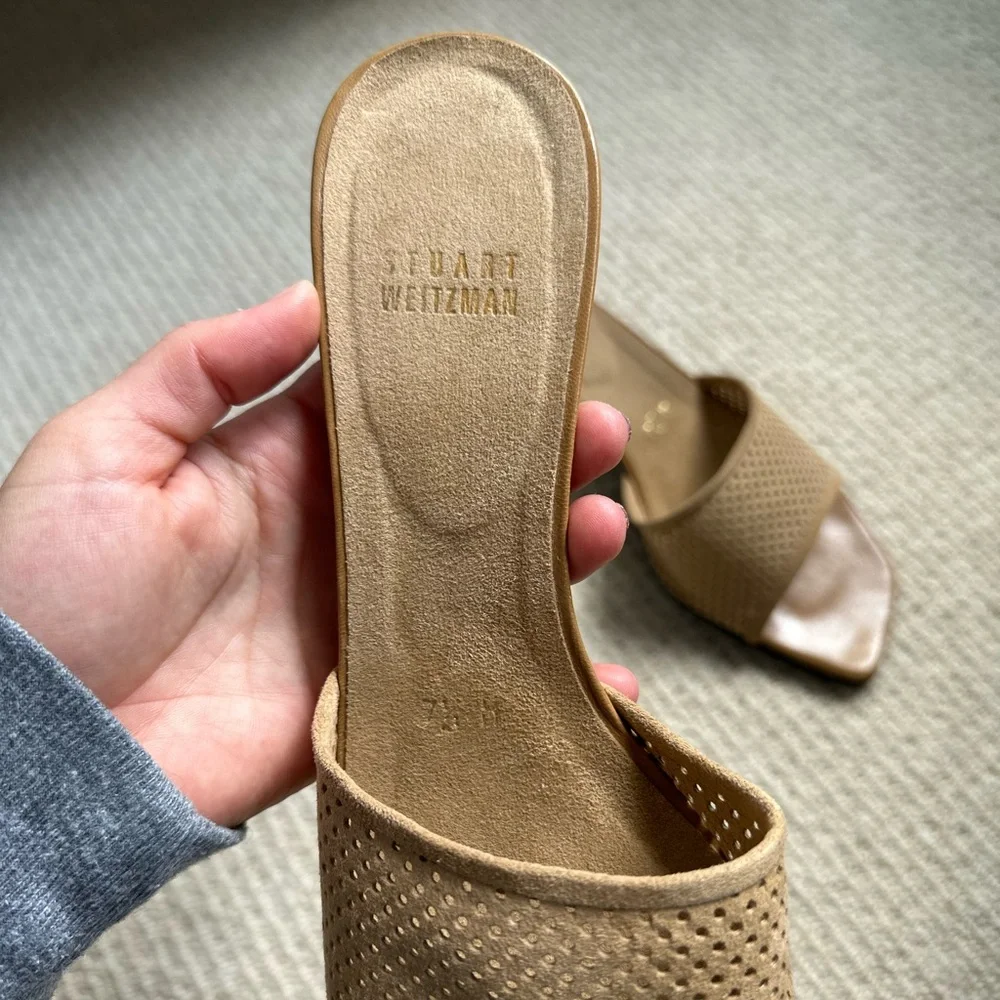 Stuart Weitzman Open Toe Net Slide Sandal